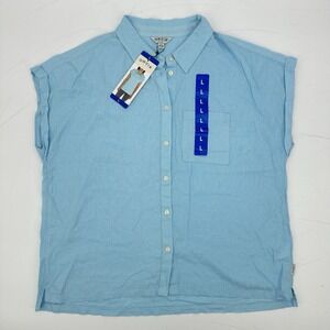 NWT Orvis Women's Linen Blend Sleeveless Button Up Shirt L Coastal Chic Classic